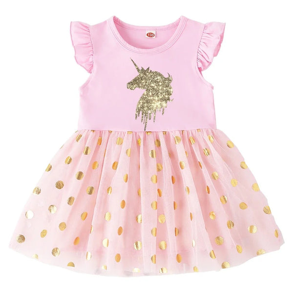 Mädchen Einhorn Kleid Beige